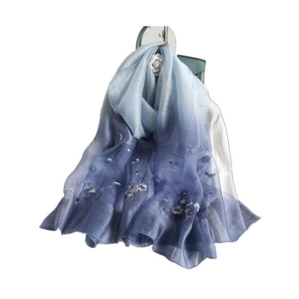 Women's Wool Silk Embroidery Gradient Scarf Sunscreen Shawl - Image 10