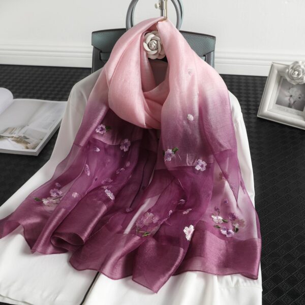 Women's Wool Silk Embroidery Gradient Scarf Sunscreen Shawl - Image 7